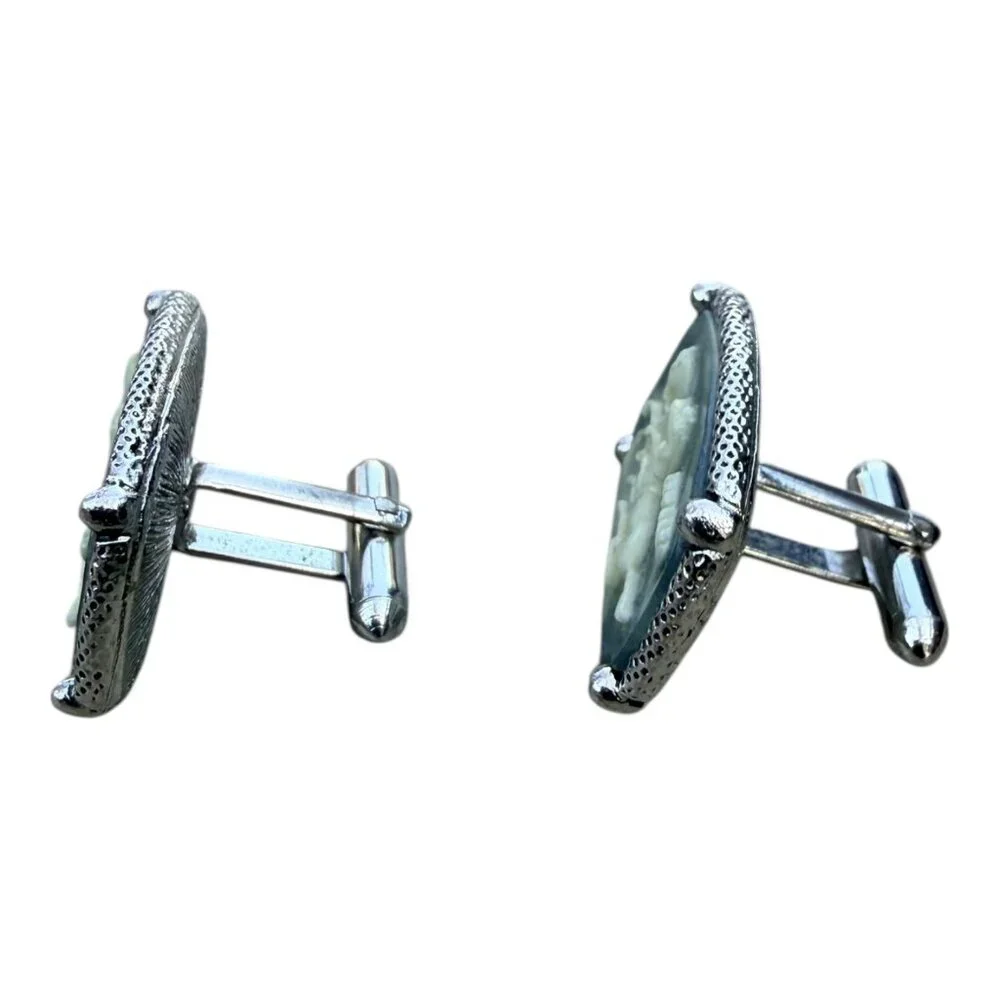 Vintage Sterling Silver Cufflinks With Horse Motif By CYARD